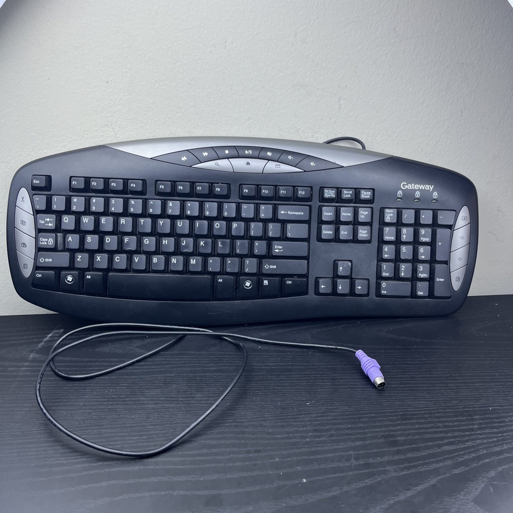 Gateway KB-0401 Black Silver Wired PS/2 Multimedia‎ Keyboard Tested